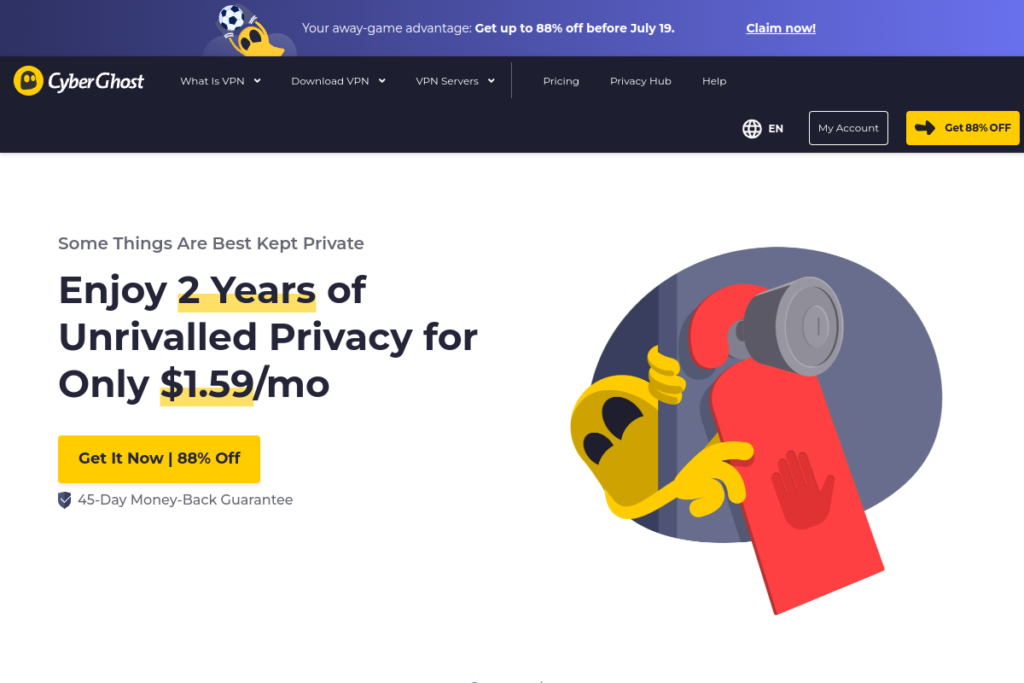CyberGhostの公式サイト画面